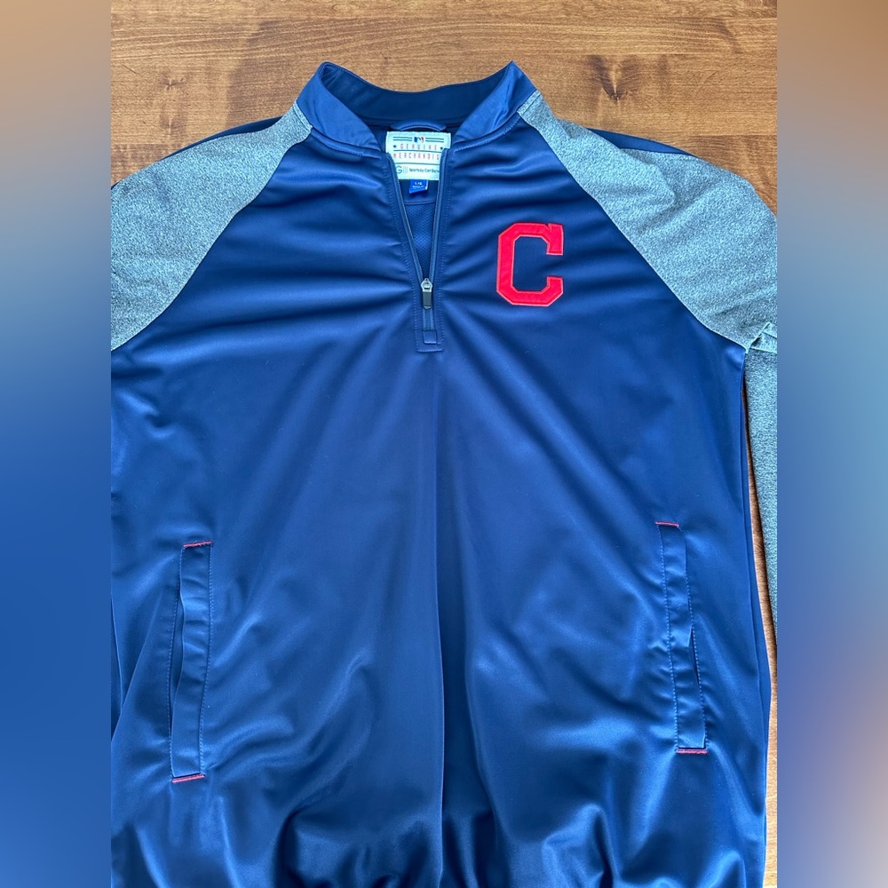 Cleveland Indians Pullover Adult Large 1/4 Zip Blue Genuine Merchandise Guardian